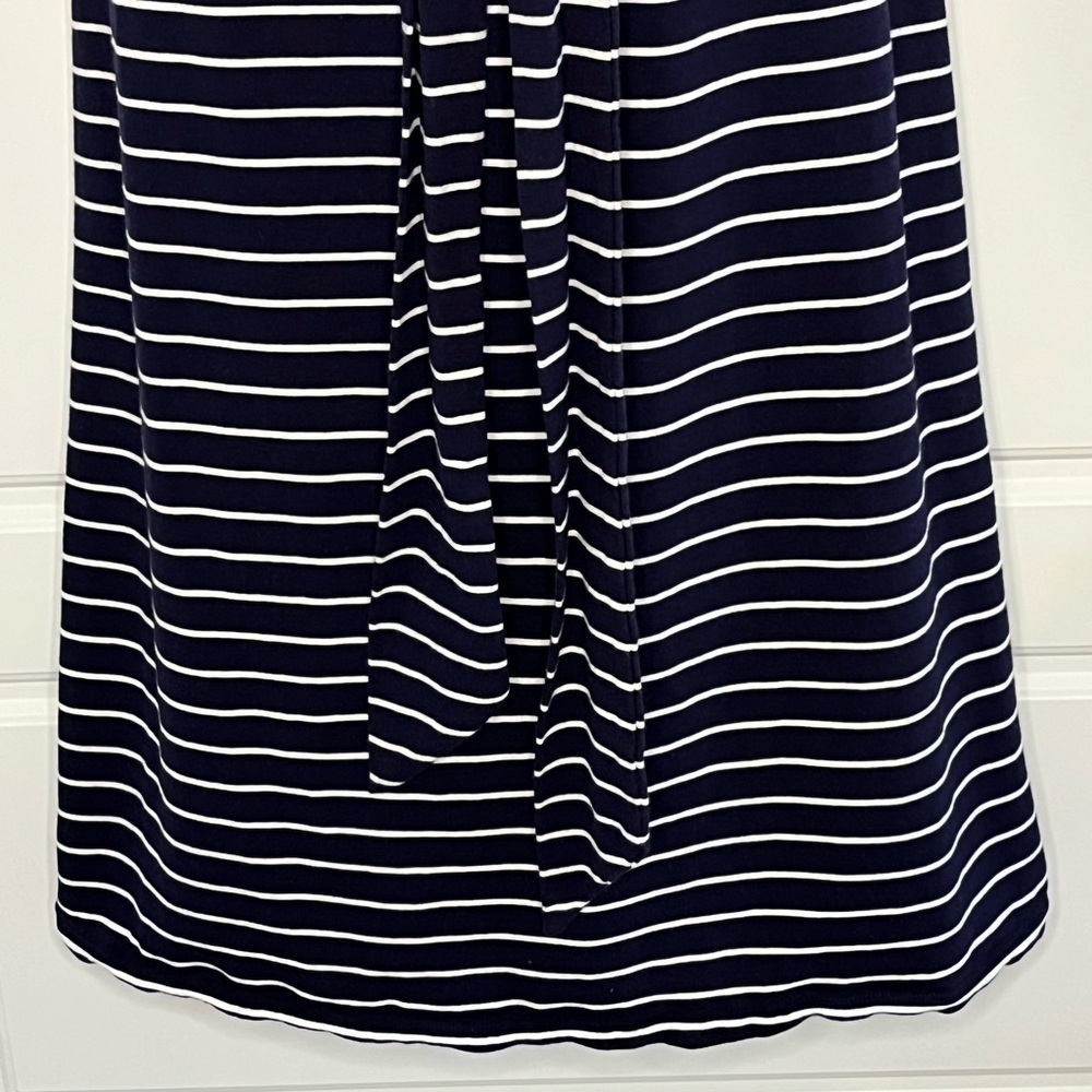 Lauren Ralph Lauren Nautical Navy White Striped Dress Belted Classic Preppy Sz L - Picture 3 of 10